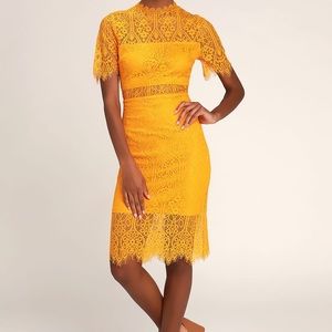 Lulus Remarkable Bright Orange Lace Dress